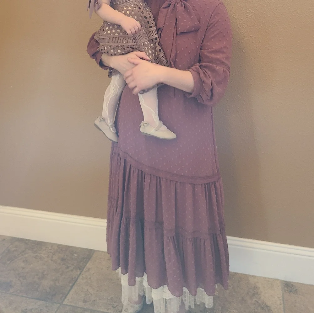 SOLD Diana Swiss dot dress- Antique Rose - Picture 5 of 6